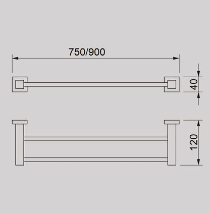 QUBI 75cm Double Towel Rail