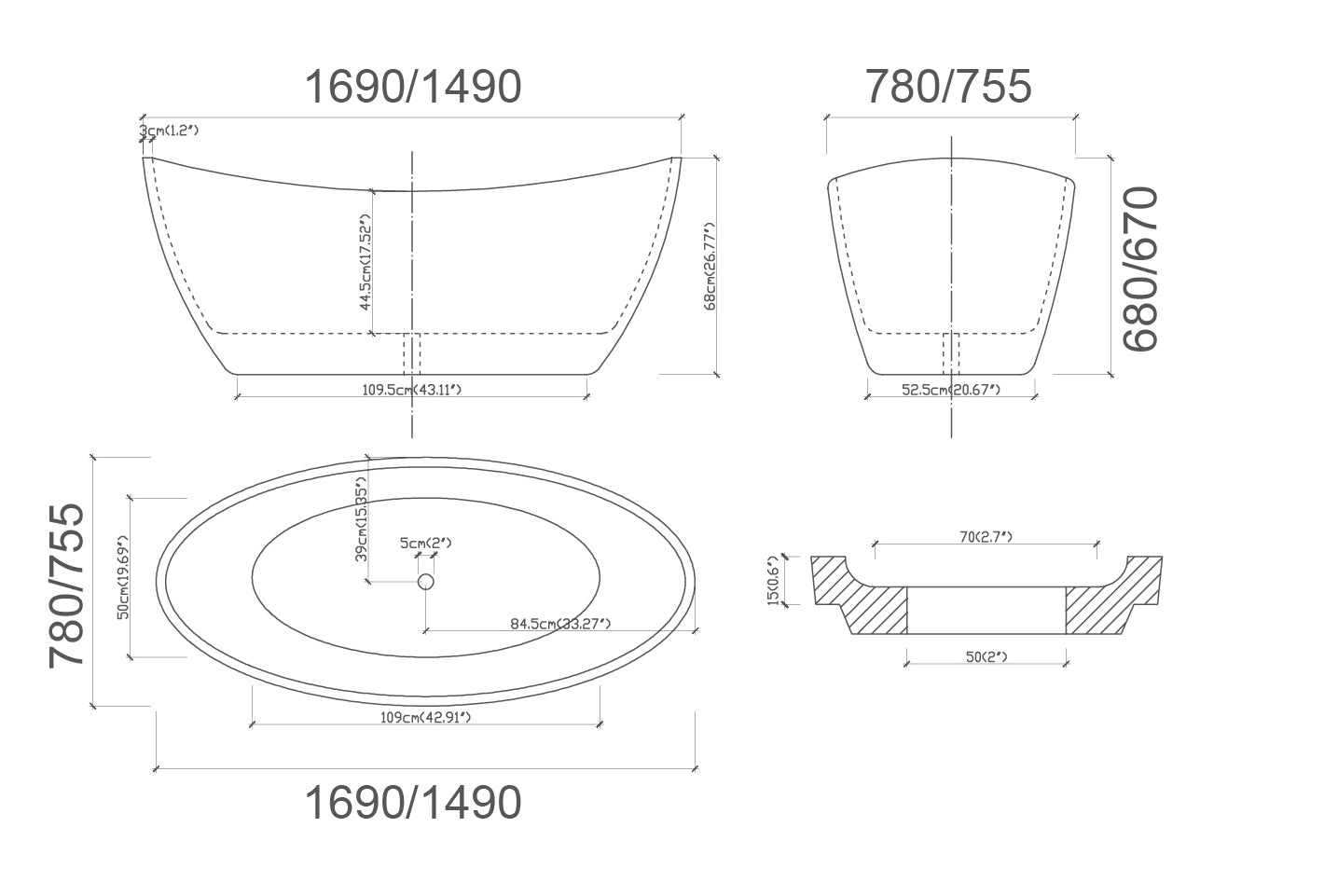BRAVO Free Standing Bath Tub