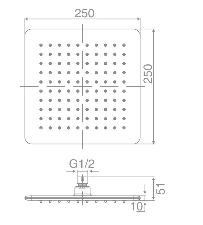 DOCCIA Square Shower Head 6mm Thick