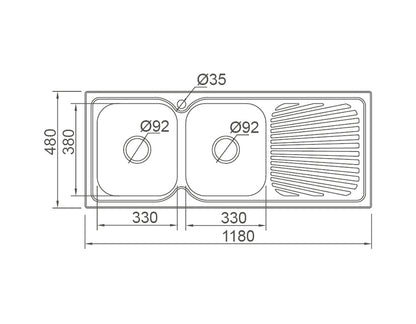 DANTE Square Double Bowl Sink with Tap Hole and Drainer