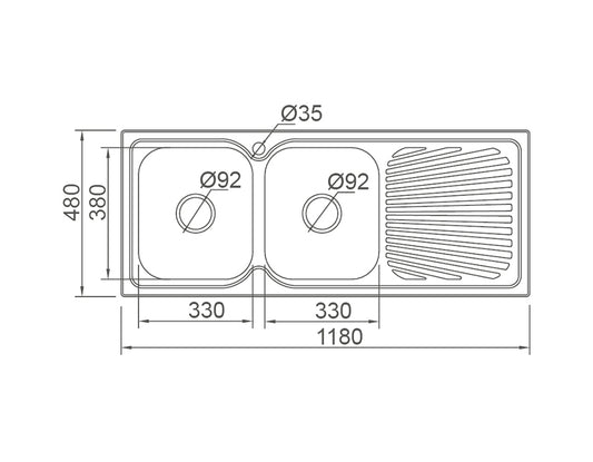 DANTE Square Double Bowl Sink with Tap Hole and Drainer