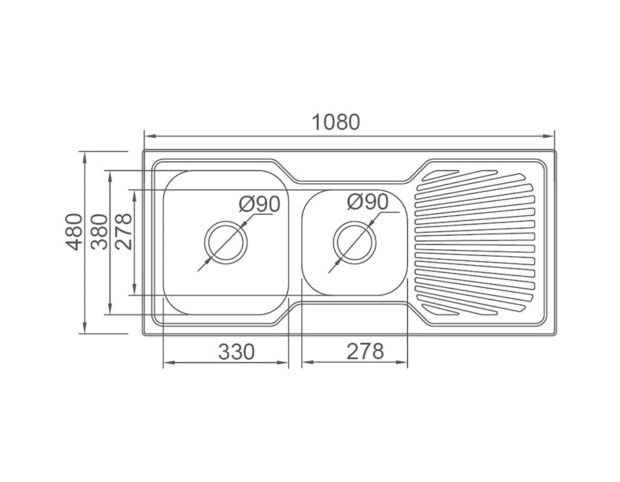 DANTE Square 1 & 1/2 Sink with Tap Hole and Drainer