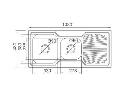 DANTE Square 1 & 1/2 Sink with Tap Hole and Drainer
