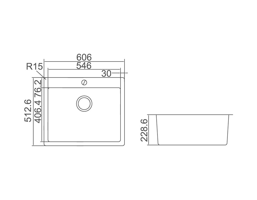 IMPACT 49L Sink with Tap Hole