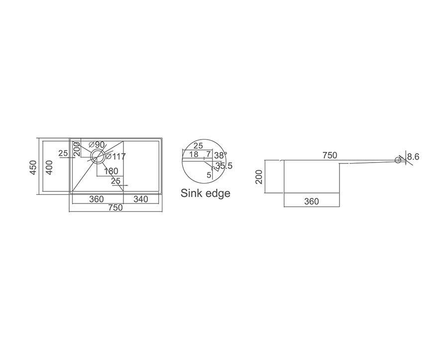 IMPACT Single Bowl Sink with Drainer