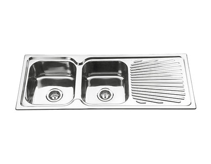 DANTE Square Double Bowl Sink with Tap Hole and Drainer