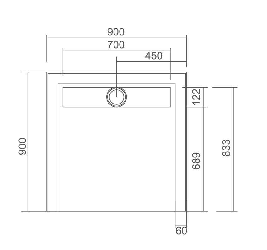 SMC Shower Base with Channel