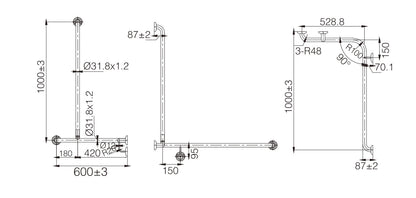 MOBI CARE L Shape with Extension Shower Rail (L /HAND)