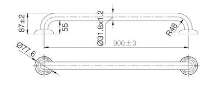 MOBI CARE 900mm Grab Rail