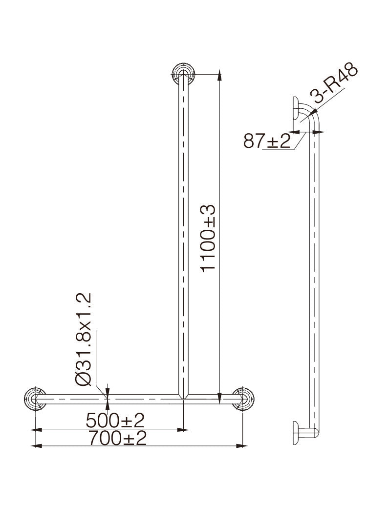 MOBI CARE T Shape Shower Rail