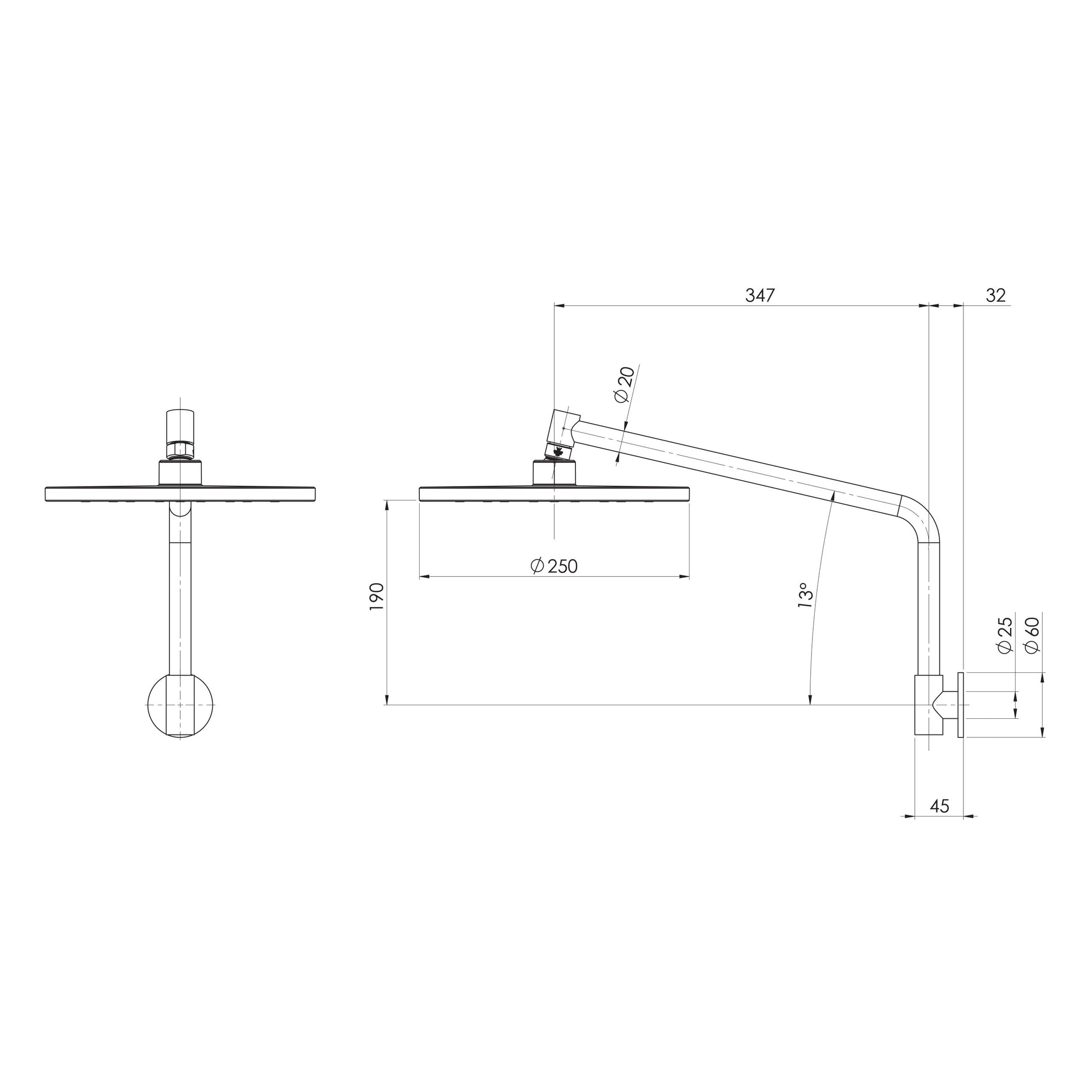 Ormond High-Rise Shower Arm & Rose - 4 Star