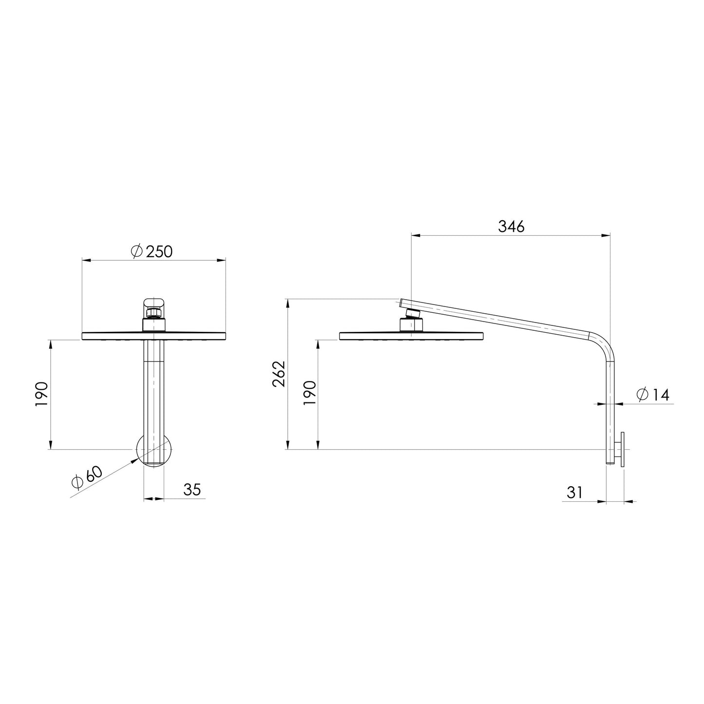 Oxley High-Rise Shower Arm & Rose