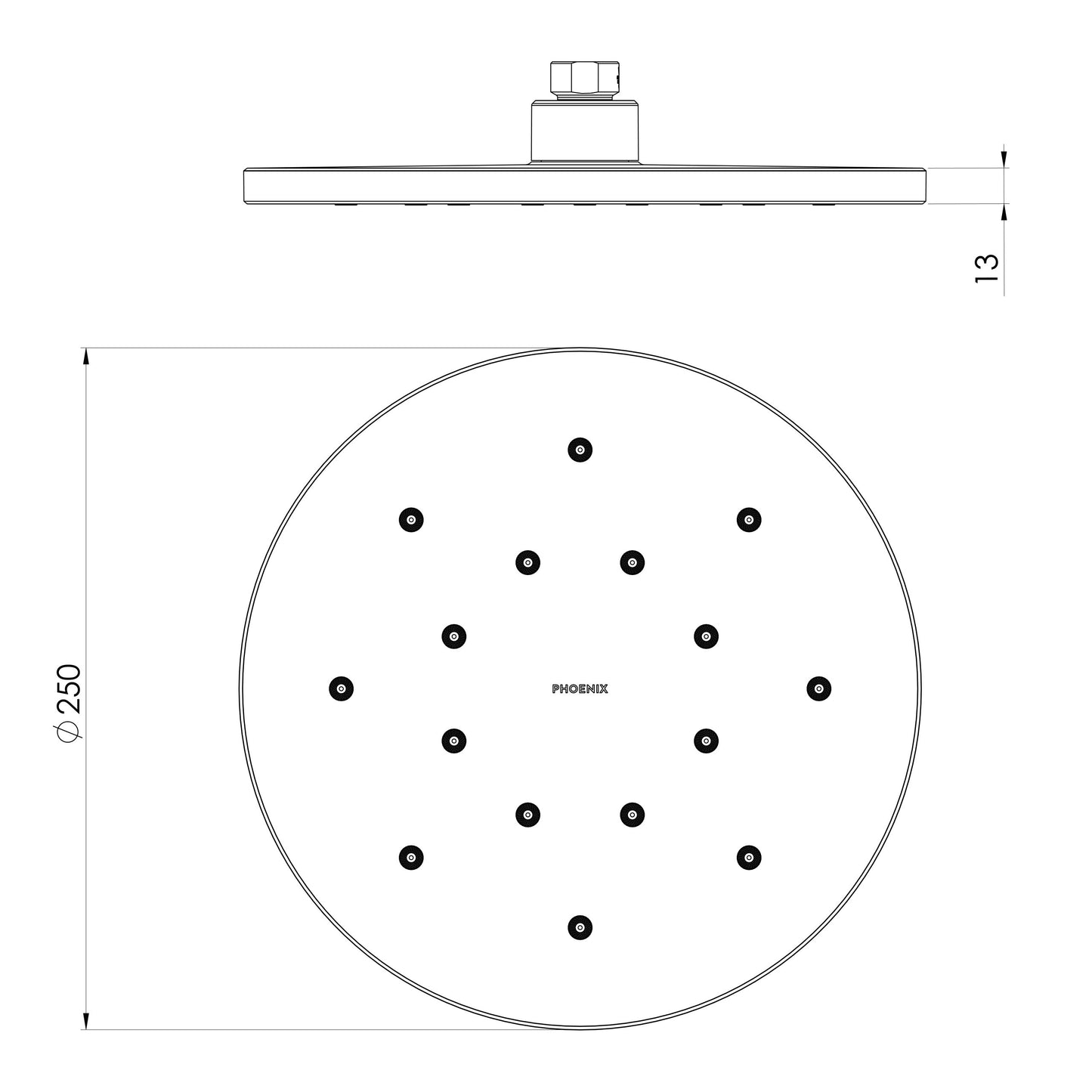 LuxeXP Shower Rose 250mm Round