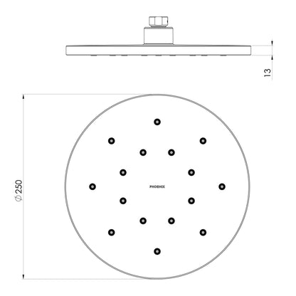 LuxeXP Shower Rose 250mm Round