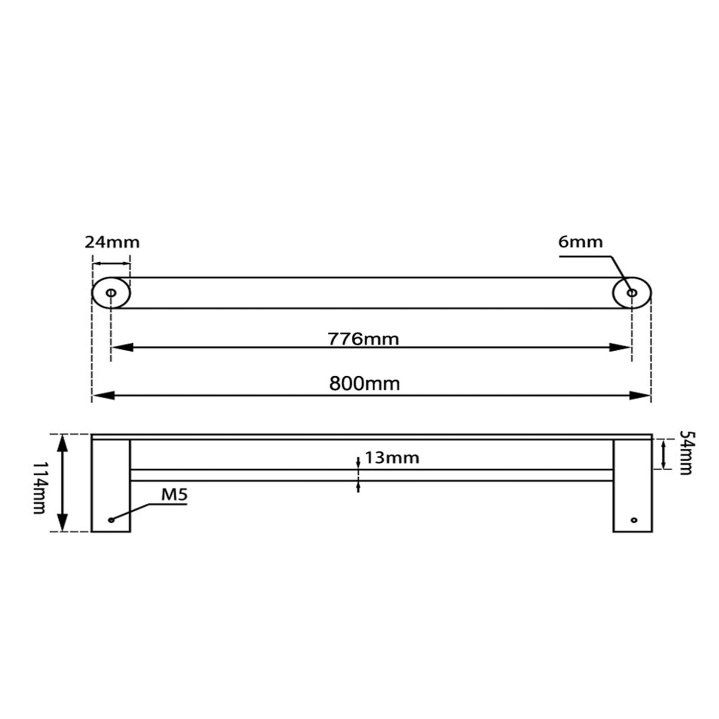 RUSHY Gun Metal Grey Double Towel Rail 800mm