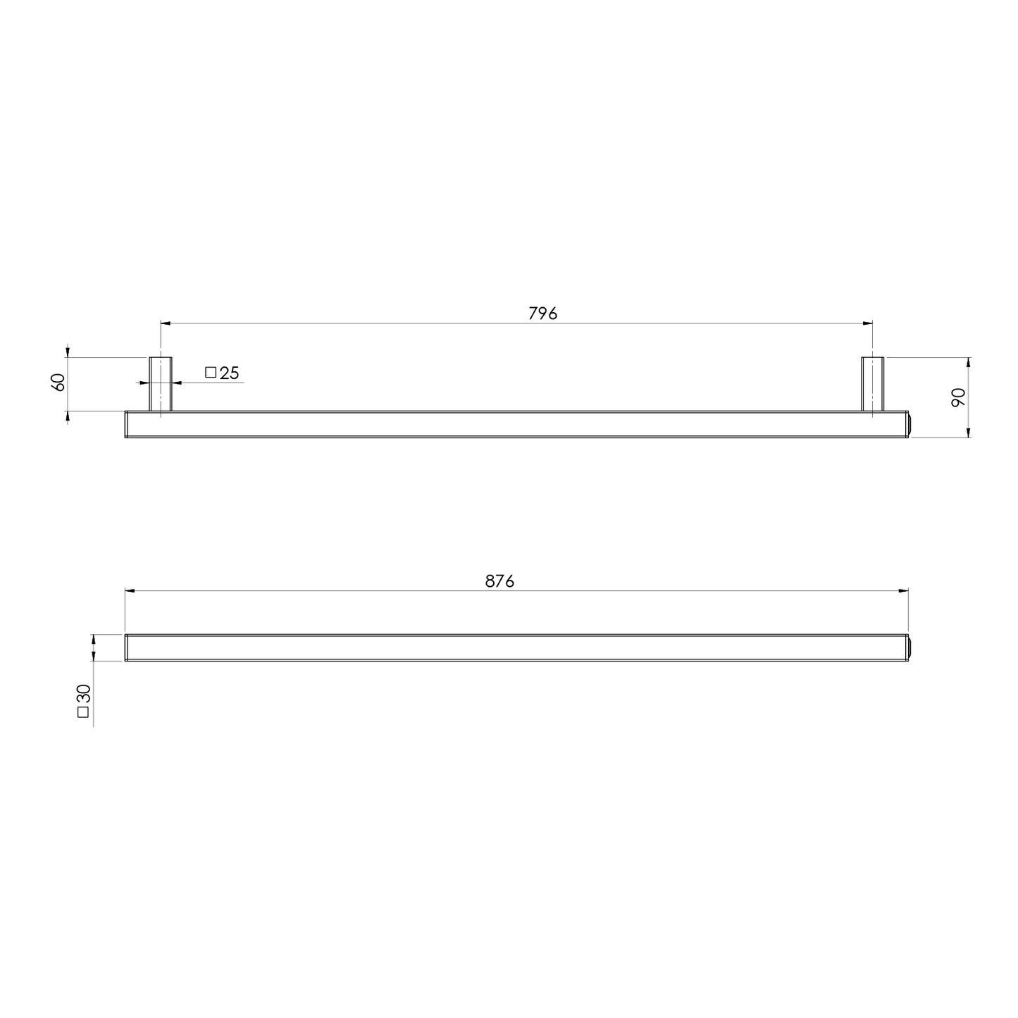 Phoenix Heated Towel Rail Square 800mm
