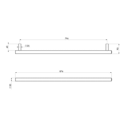 Phoenix Heated Towel Rail Square 800mm