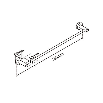 LUCID PIN - 800mm Brushed Copper Cuttable Single Towel Rail