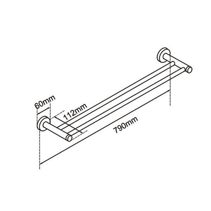 LUCID PIN - Light Brused Brass Cuttable Double Towel Rail