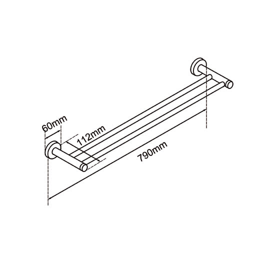 LUCID PIN - Brushed Copper Cuttable Double Towel Rail