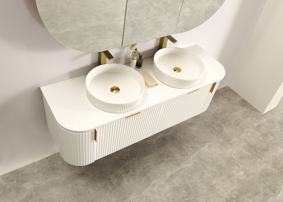 Carysil Forma 1500MM Wall Hung White Side Drawer Vanities