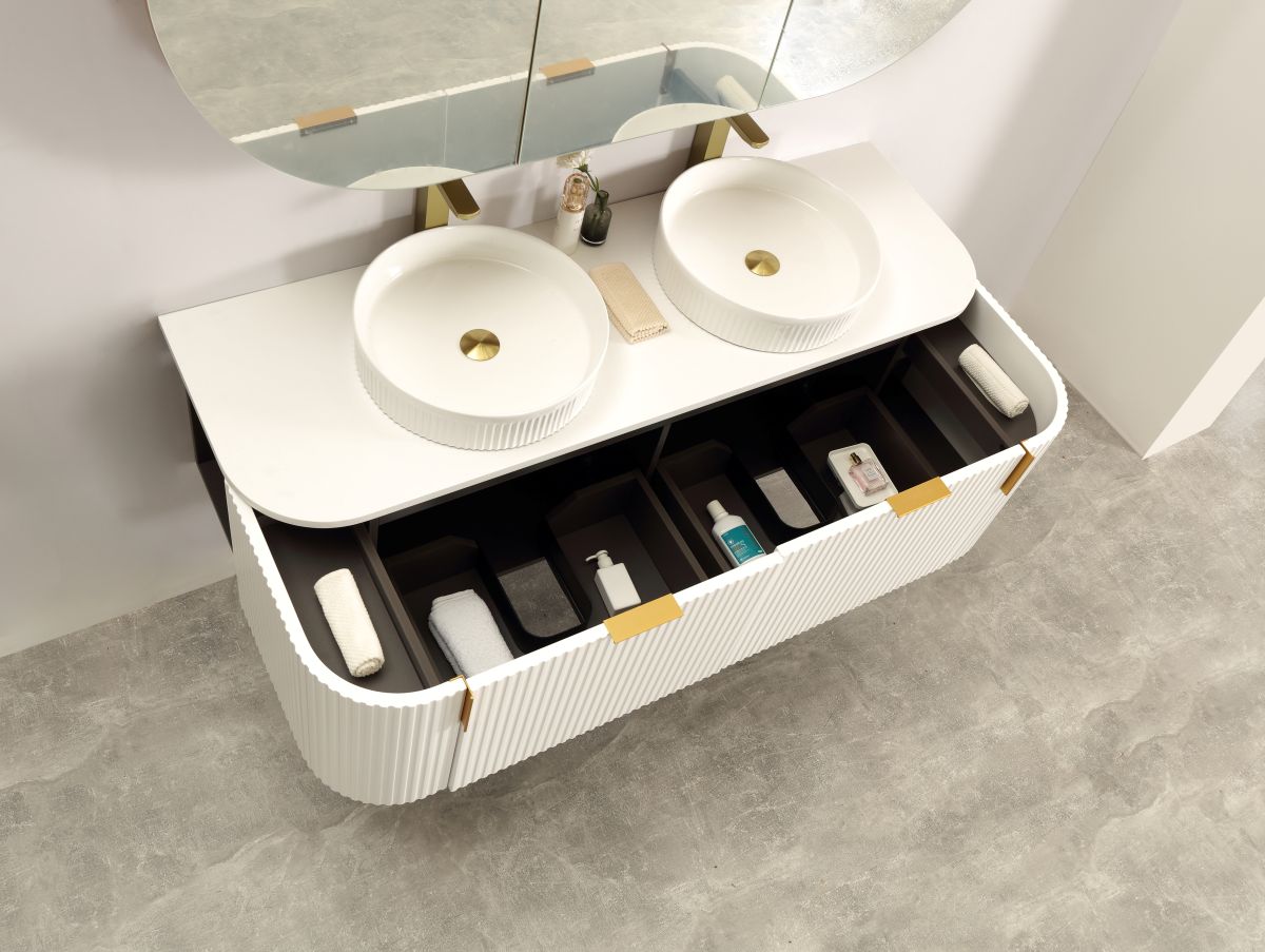 Carysil Forma 1500MM Wall Hung White Side Drawer Vanities