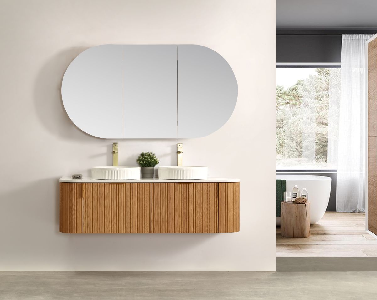 Carysil Forma 1500MM Wall Hung Walnut Side Drawer Vanities