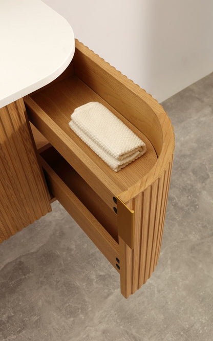 Carysil Forma 1500MM Wall Hung Walnut Side Drawer Vanities