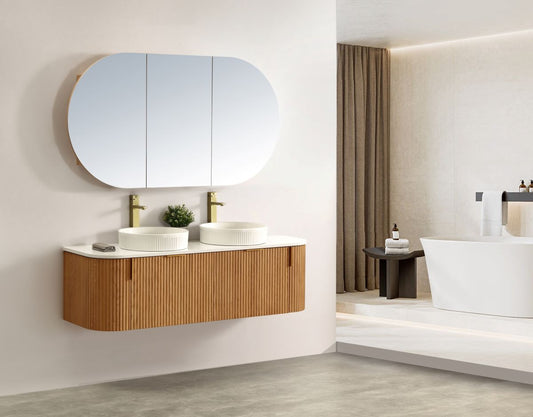 Carysil Forma 1500MM Wall Hung Walnut Side Drawer Vanities