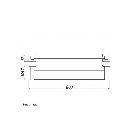 BLAZE Black Double Towel Rail 800mm