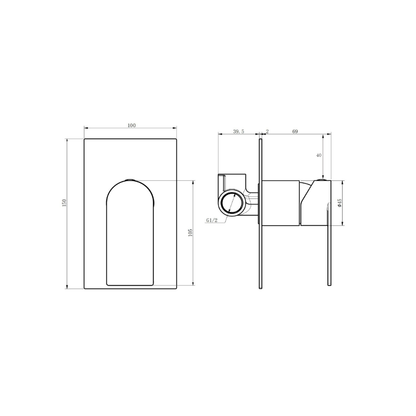 Orvieon Velora Wall Mixer specification drawing with dimensions