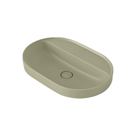 Caroma Liano II 600mm Pill Inset Basin with Tap Landing 0 Tap Hole Matte Green