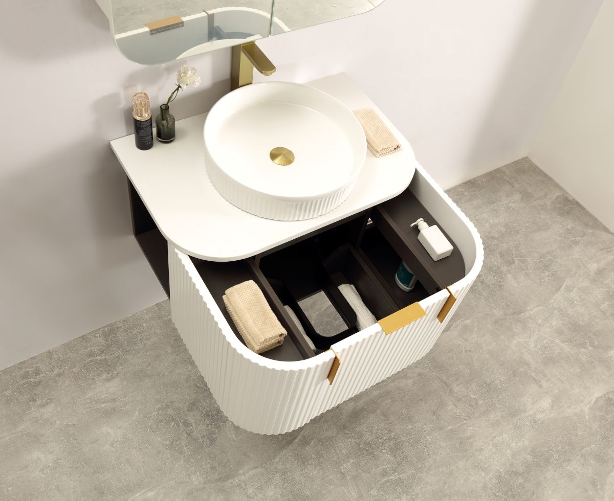 Carysil Forma Series 750MM Wall Hung White Side Drawer Vanities