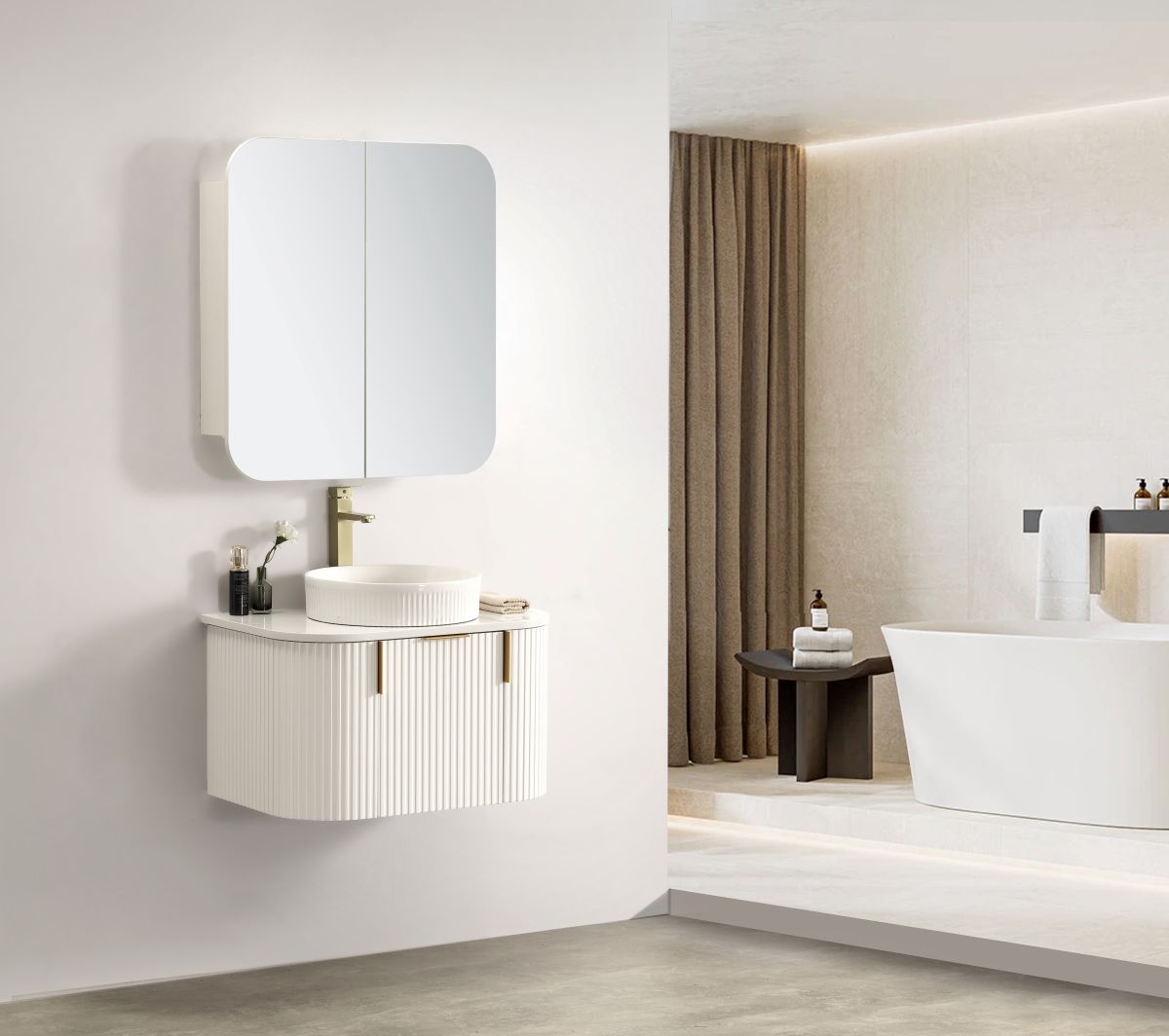 Carysil Forma Series 750MM Wall Hung White Side Drawer Vanities