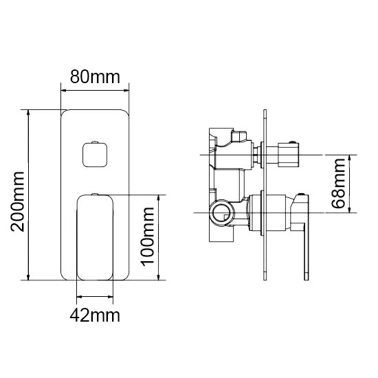 Specification IVANO Series Chrome Diverter Mixer Trim Kit (match CLPD)