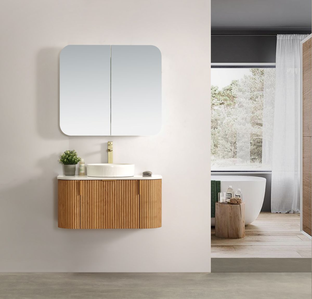 Carysil Forma 1200MM Wall Hung Walnut Side Drawer Vanities