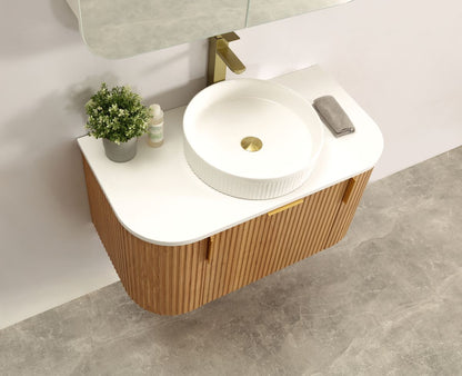 Carysil Forma 900MM Wall Hung Walnut Side Drawer Vanities