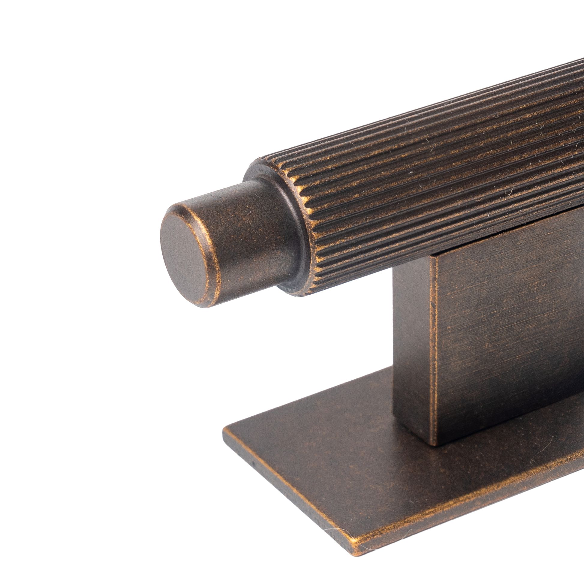 Momo Arpa T Knob and Backplate 70mm in Antique Brass (2)