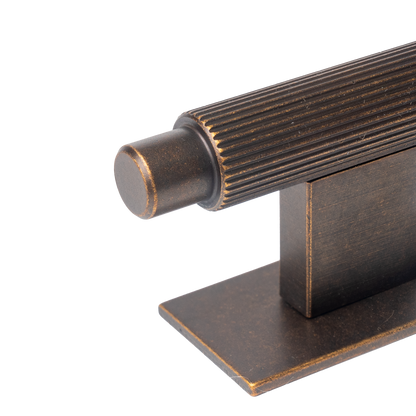 Momo Arpa T Knob and Backplate 70mm in Antique Brass (2)