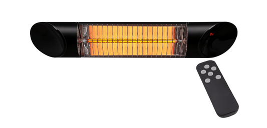 Ash 1200W Wall Mounted Outdoor Heater with Remote 190x750x130mm - Black