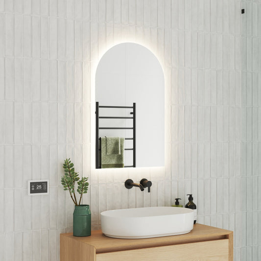 Backlit Arch Shape Mirror with Cool Light 500x 47Watts - Includes Mirror Demister
