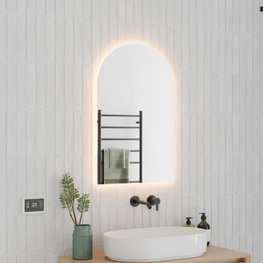 Backlit Arch Shape Mirror with Warm Light 500x 47Watts - Includes Mirror Demister