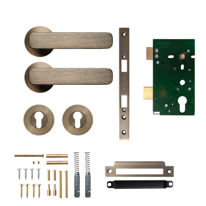 Momo Aspen Solid Brass Lever Entrance Set In Dark Brushed Brass