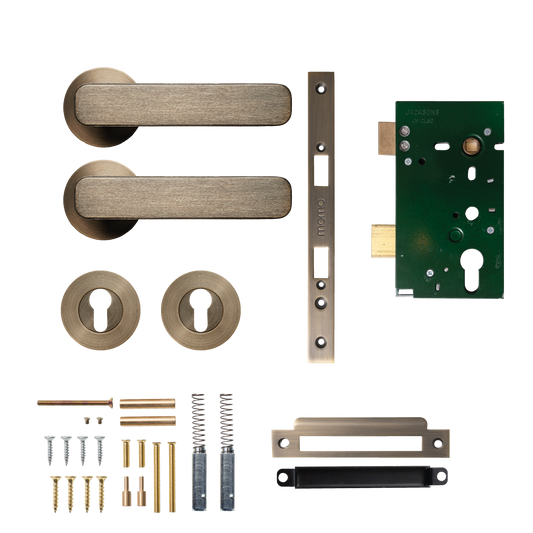 Momo Aspen Solid Brass Lever Entrance Set In Dark Brushed Brass