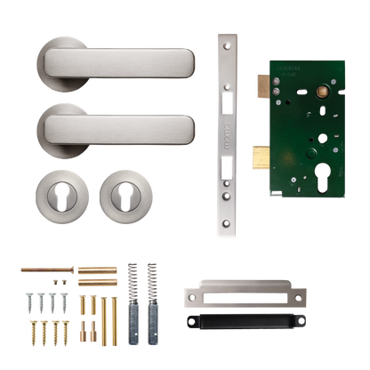 Momo Aspen Solid Brass Lever Entrance Set In Dull Brushed Nickel