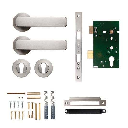 Momo Aspen Solid Brass Lever Entrance Set In Dull Brushed Nickel