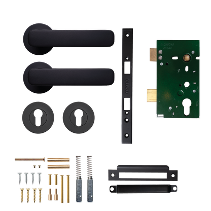 Momo Aspen Solid Brass Lever Entrance Set In Matt Black
