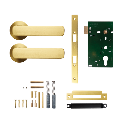 Momo Aspen Solid Brass Mortice Lock Passage Lever Set In Brushed Satin Brass