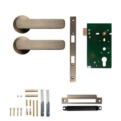 Momo Aspen Solid Brass Mortice Lock Passage Lever Set In Dark Brushed Brass