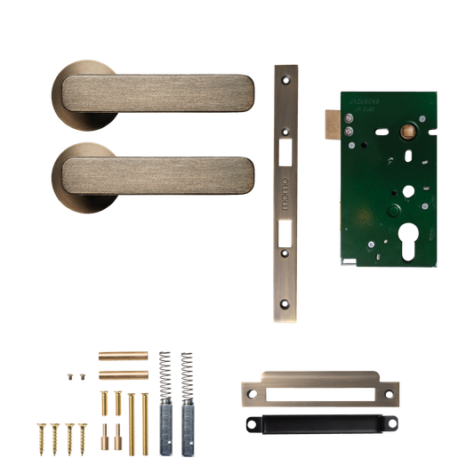 Momo Aspen Solid Brass Mortice Lock Passage Lever Set In Dark Brushed Brass